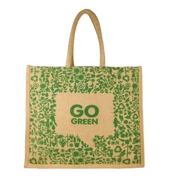 Green jute shopping bag