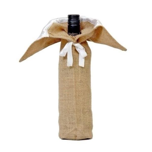single-bottle-Jute-Wine-Bag with ribbon