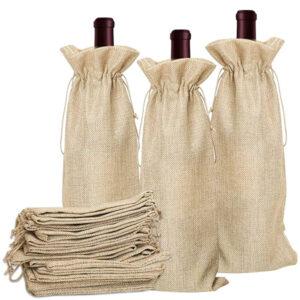 single bottle jute wine bag