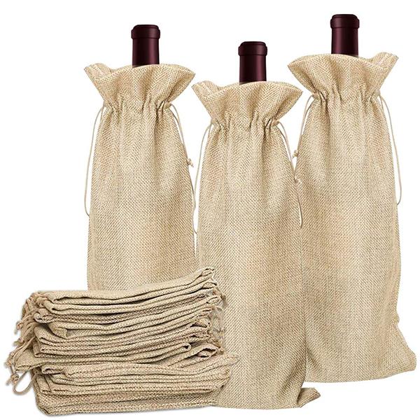 single bottle jute wine bag